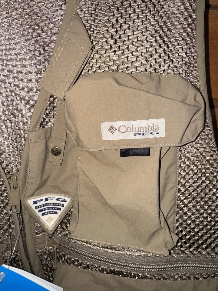 NUEVO Chaleco de Pesca Columbia PFG Cool Creek Multi-Bolsillo Malla Para Hombres XL Foto 4 de 4