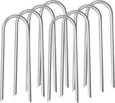 10 Inch Trampoline Stakes Heavy Duty U Shape Ground Anchors 8PCS Silver