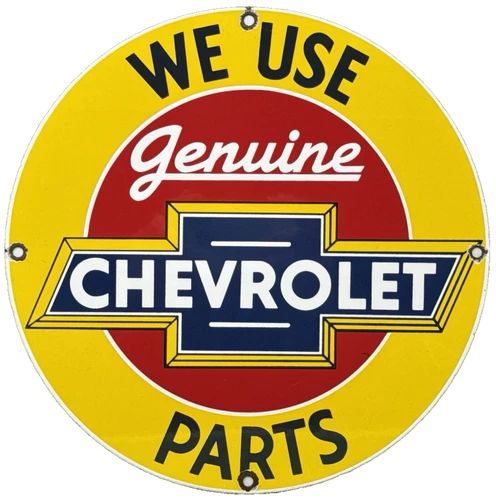 VINTAGE CHEVROLET PORCELAIN SIGN GENERAL MOTORS DEALERSHIP GAS OIL FORD MOPAR
