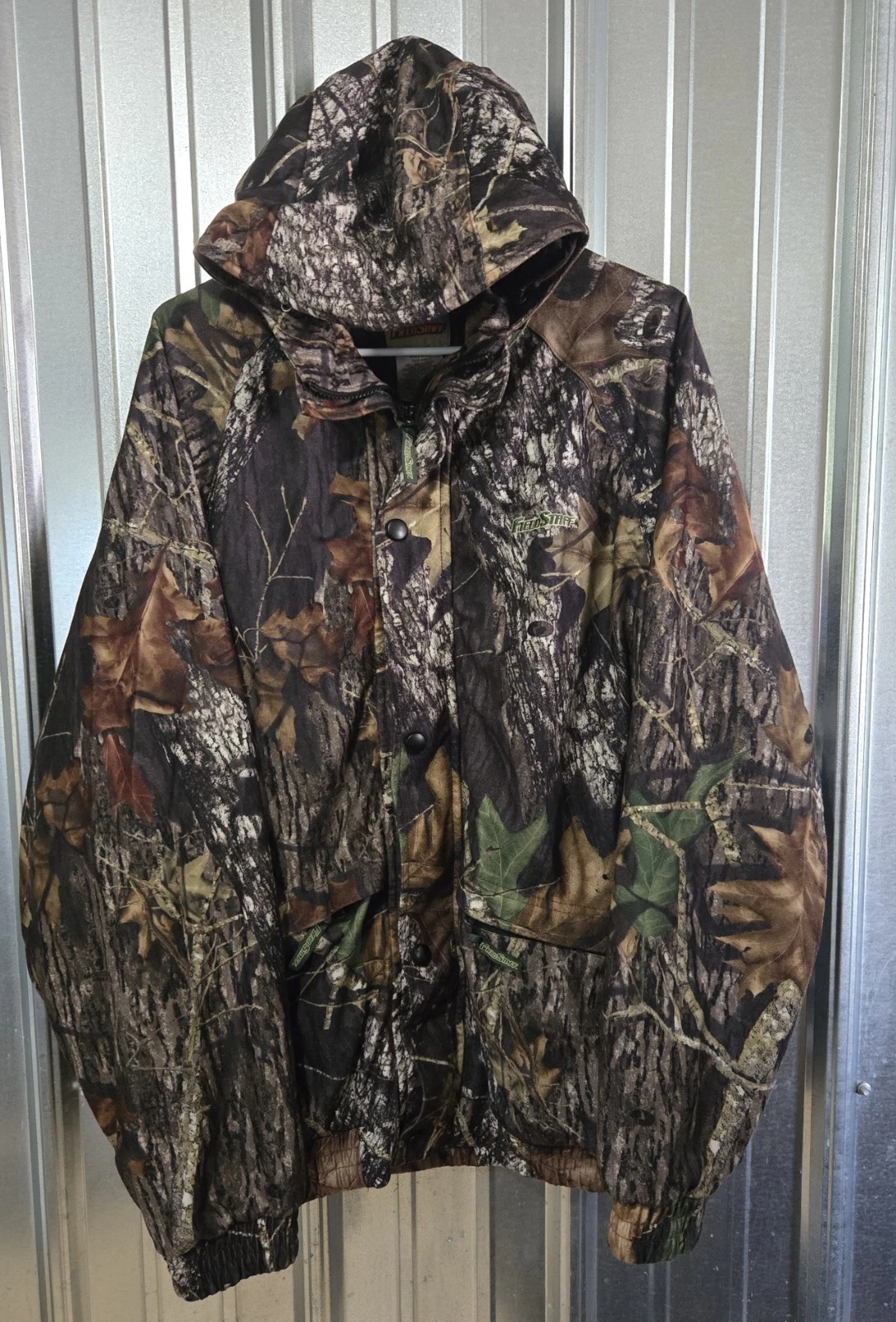 Fieldstaff Mossy Oak Camo Hooded Jacket Mens XL Lined Pockets Hunting