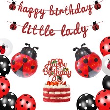 Ladybug Decoraciones Fiesta Cumpleaños Kit 14 Piezas - Baby Shower, Primeros Cumpleaños