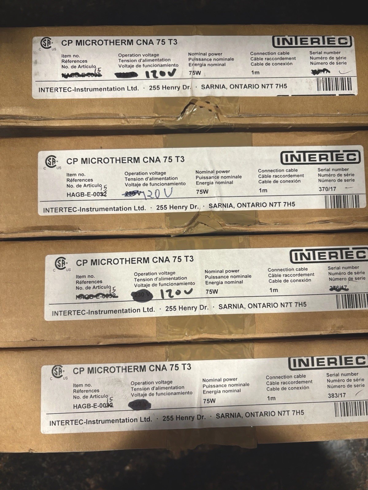 Intertec Microtherm LOT OF 5 one price Enclosure Electric Heater, 120 V, 75 W