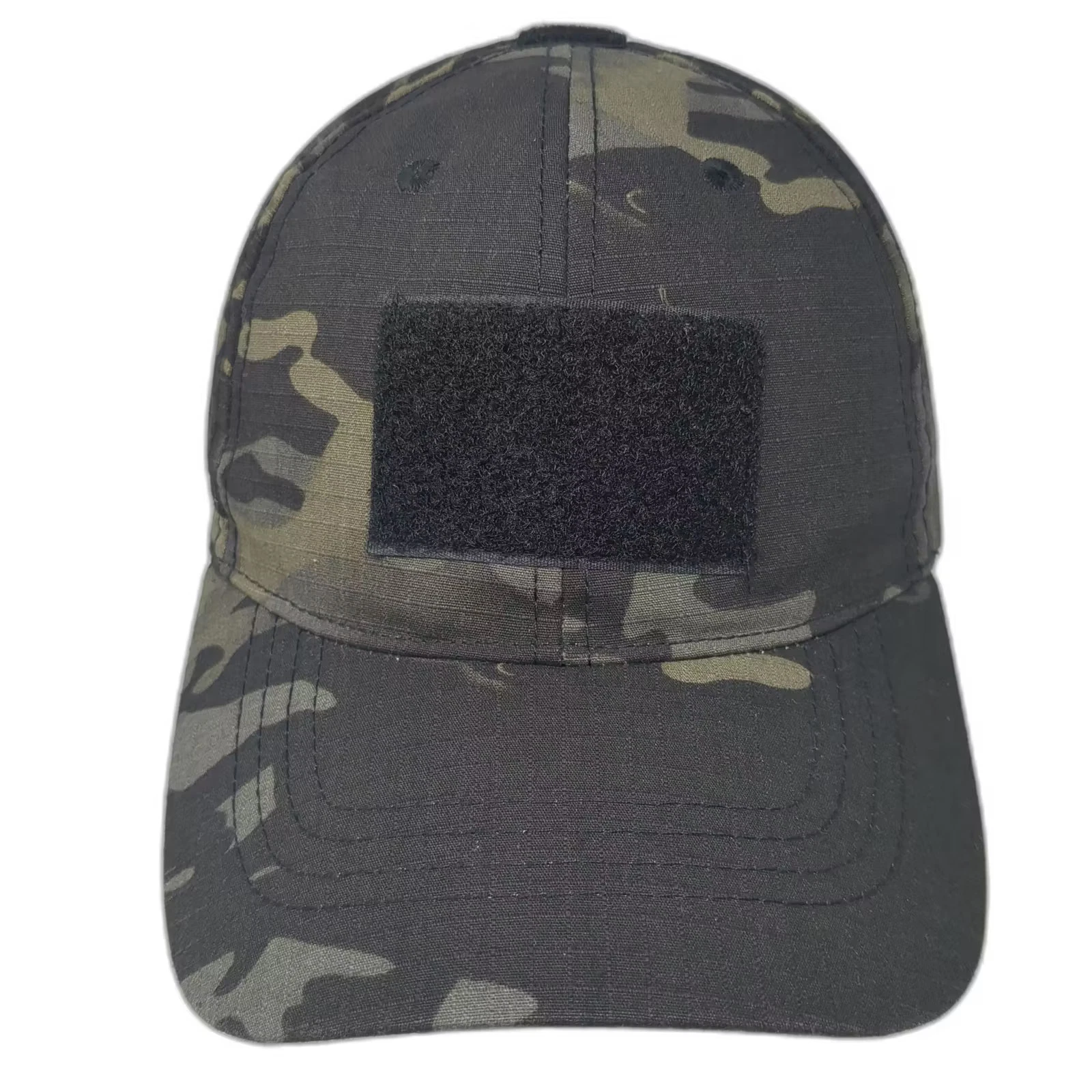 Black Green Camo Baseball Cap Hat OS Tactical Patch Loop Adjustable Strapback