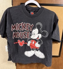 Vintage 90s Disney Mickey Mouse Big Graphic Crop Top T-Shirt - Sz M 20x22 Leigh