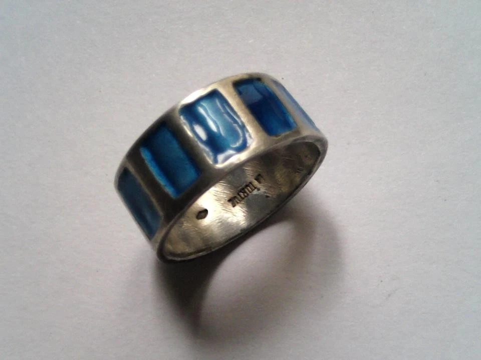 Bague Ancienne En Argent Avec Turquoise - Modèle F798 - Occasion - Pierre Argentée