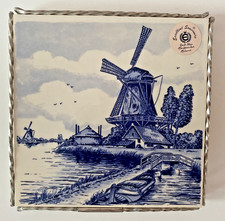 Vintage Delft Blue Tile Pot Stand or Trivet - Souvenir from Holland - Excellent 