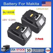 2 PACK 6.0Ah 18V Lithium-Ion Battery For Makita BL1815 BJR181 BDA350Z BL1830B