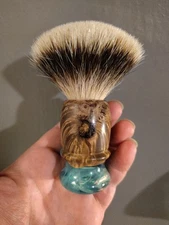 Wood Burl And Resin Shave Brush 26mm Badger Knot (One Of A Kind)