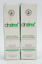 New 2-Pack Dr Zinx SPF 50 Vitamin C Facial Sunscreen Vegan Organic 2.5oz Exp7/26