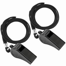 2 Sports Whistles with Lanyard, Loud Crisp Sound Whistle Ideal for Coaches, R...