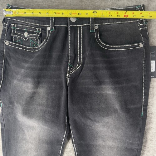 True Religion Ricky Relaxed Straight Jeans Men’s 36 36x30 Washed Coal Grey NWT - Picture 8 of 13
