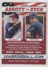 2009 USABaseballcom Promo Jim Abbott Tony Zych (Abbott photo color) #JATZ 0q3