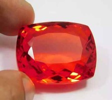 Mexican Fire Opal Red Orange Cushion Cut Natural 128.90 Ct A Certified Gemstone
