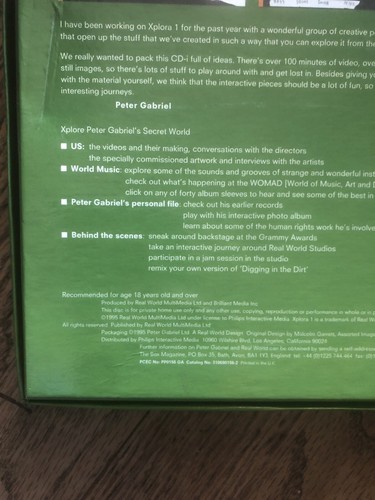 PETER GABRIEL'S SECRET WORLD XPLORA1 Real World 1993 Genesis UK CDi - Picture 5 of 12