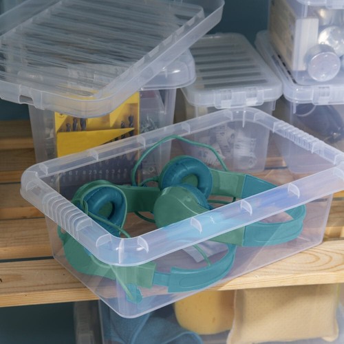 Scatole di plastica trasparente 4 litri con coperchi scatola impilabile cucina domestica made nel Regno Unito - Foto 2 di 4