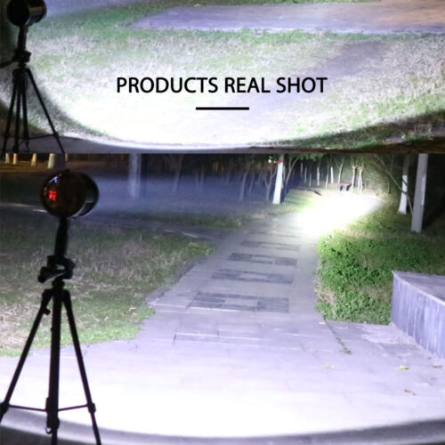 Solar LED Searchlight Rechargeable Spotlight Handheld Torch Light Lamp w Holder - Picture 10 of 19