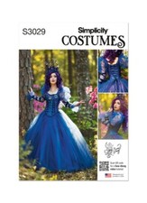 Simplicity 3029 Fanatasy Ball Gown Costume Sizes 6-14  Sewing Pattern NEW 