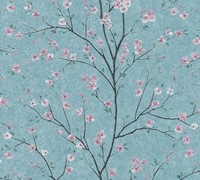 Tapete Vlies Floral Blumen Baum Blau Rosa Schwarz Glanz 37912-3 (2,76€/1Qm)