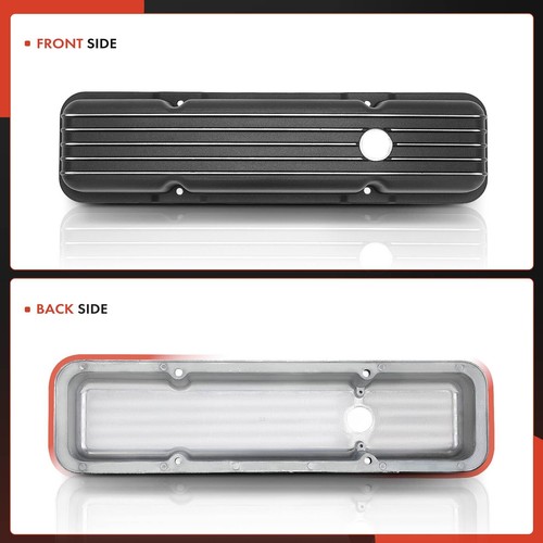 Finned Black Rocker Cover Tall Style for Chevy SBC Small Block 283 327 350 400 - Picture 7 of 10