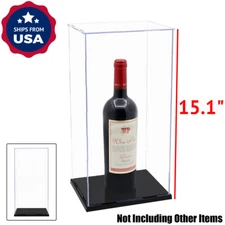 US 15.1" H Acrylic Display Case Self-Install Perspex Box Plastic Base Dustproof