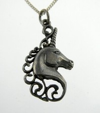 Sterling Silver Unicorn Charm Pendant Necklace 18.5 Inches 4 Grams Fantasy