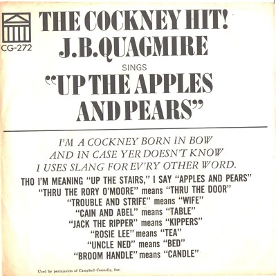J.B. QUAGMIRE--PROMO ONLY PICTURE SLEEVE+ 45--(UP THE APPLES & PEARS)--PS--PIC--