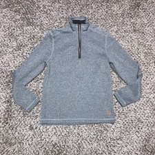 G.H. Bass Men  s 1/4 Zip Sweater- Gray Size Small