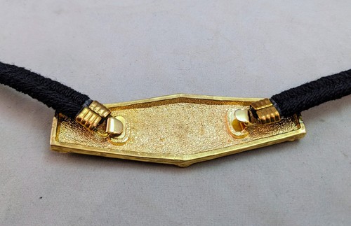 Knit Black Belt With Buckle Goldtone Rhinestone Crystal Skinny Vintage - Picture 3 of 3