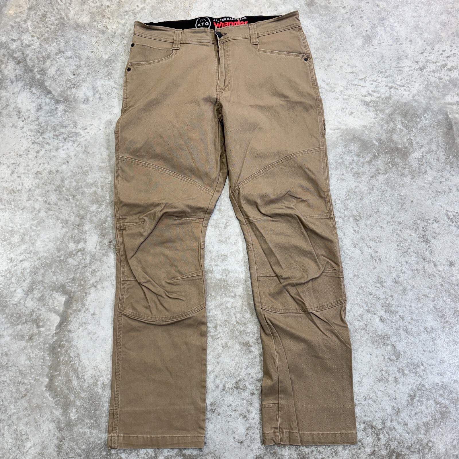 Wrangler ATG pants mens 36x32 brown Double knee Utility hiking outdoors canvas