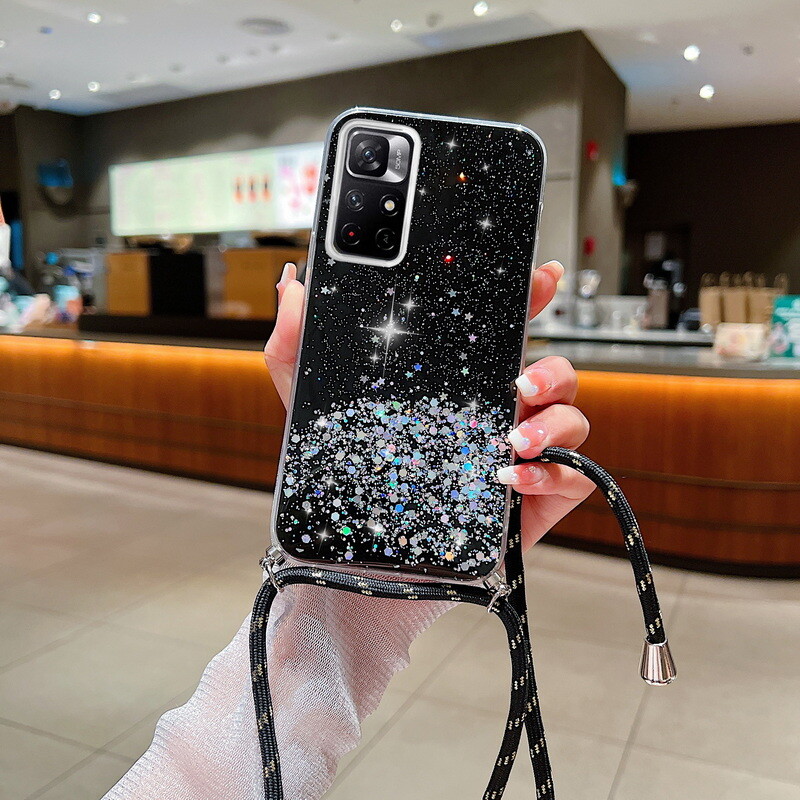 Handyhülle Mit Kette Für Xiaomi 13T/13T Pro - Herz Design, Galvanisiert In Schwarz-Gold