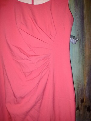Calvin Klein Red Cap Sleeve Stretch Sheath Dress Pencil Midi Pleated Lined  Fit | eBay