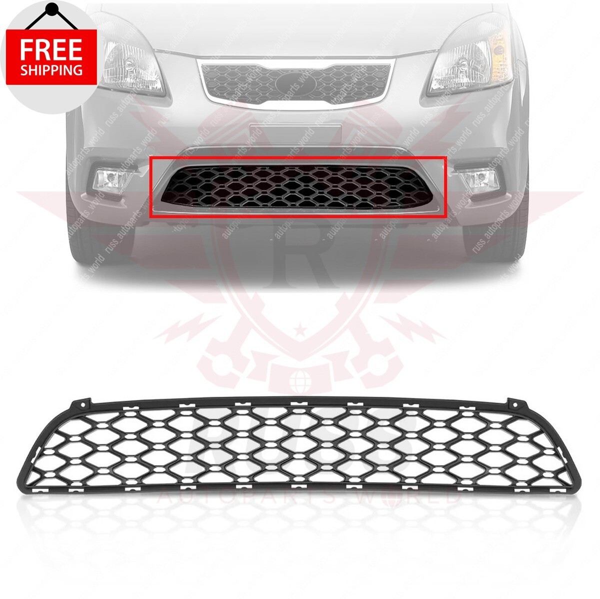 New Front Center Bumper Grille Textured Matte Black Fits 2010-2011
