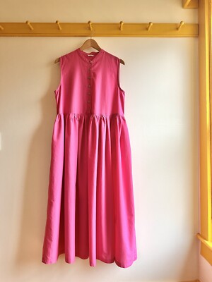 ICHI Japan pink cotton oversized sun sleeveless dress smock NEW NWOT