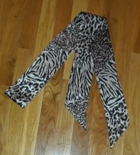 Black Brown Zebra Leopard Animal Print Silky Double Sided Sash Scarf 72"