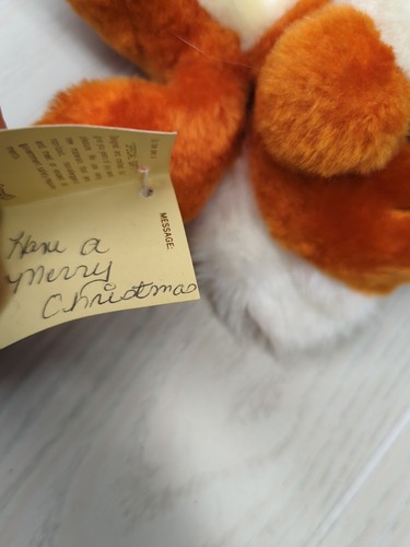 DanDee vintage orange white plush mouse teddy bear 1979 shredded clippings - Picture 4 of 11