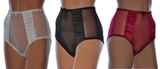 Sheer Mesh Knickers with Satin Front Panels, High Waisted Vintage Style Panties 