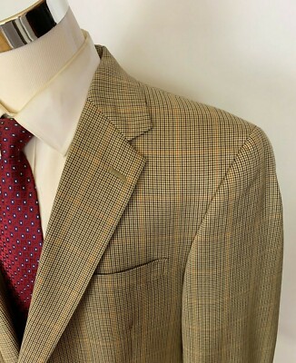Hart Schaffner Marx Brown Check Houndstooth Blazer Sport Coat Jacket 44L Recent