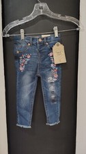 girls True craft blue denim flowers  butterfly embroidered jeans size 24 mths