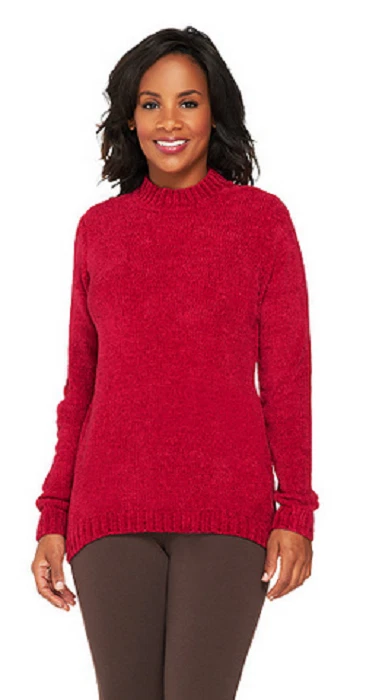 Chenille mock neck clearance sweater