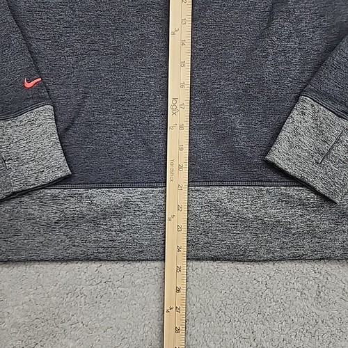 Nike Pullover Womens Medium Grey Therma Fit Hoodie Sweatshirt Spellout Logo - Picture 11 of 11