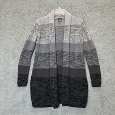 Ann Taylor Sweater Women XS Multi Hued Gray Oversized Open Long Cardigan Pocket