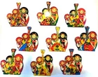 Set of 3 Nesting Dolls with Balalaika Magnet Strong Reusable in assorted colors