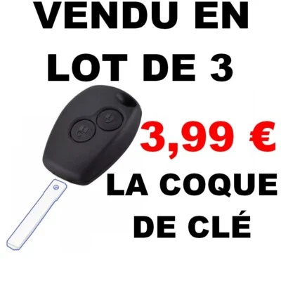 Lot de 3 Coque clé pour Renault 2 boutons Clio Modus Twingo Kangoo télécommande