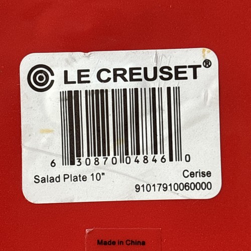 set of 3 LE CREUSET RED/CERISE Salad PLATES 10 Inches OMBRÉ RIM CHERRY - Picture 15 of 18