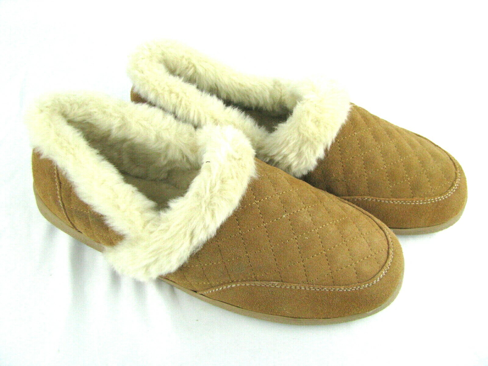 SAOLA Pantofole slip on donna Clarks fodera pelliccia sintetica TG. Suola in gomma colore caramello 10