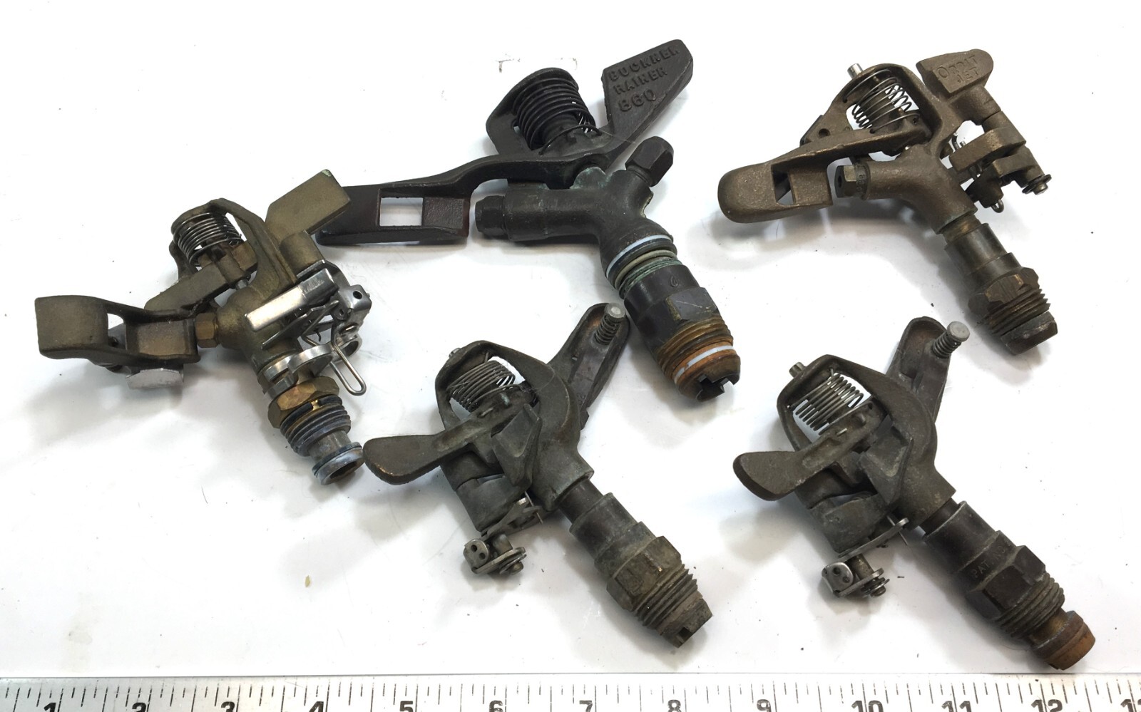 Vintage Brass Buckner & Orbit Jet Impact Sprinkler Heads 5-Piece Lot