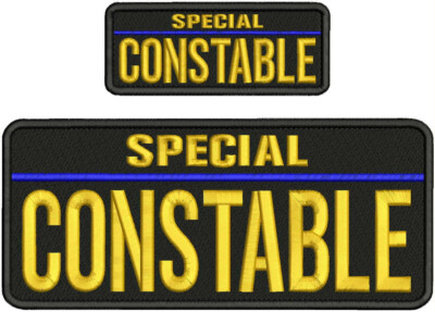 SPECIAL CONSTABLE EMBROIDERY PATCH 10X4 AND 2X5  VELCR@ ON BACK GOLD ON BLACK