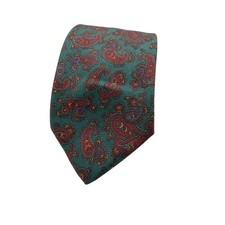 Brooks Brothers Necktie Mens OS Teal Green Red Paisley Silk Makers USA Made Tie