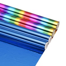 4Pcs Blue/Colorful Hot Stamping Heat-Activated Foil Roll, 6" W x 3ft l