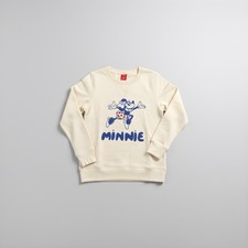 NEW Disney Minnie Mouse Cream Sweatshirt Pullover Crewneck Graphic Print XS